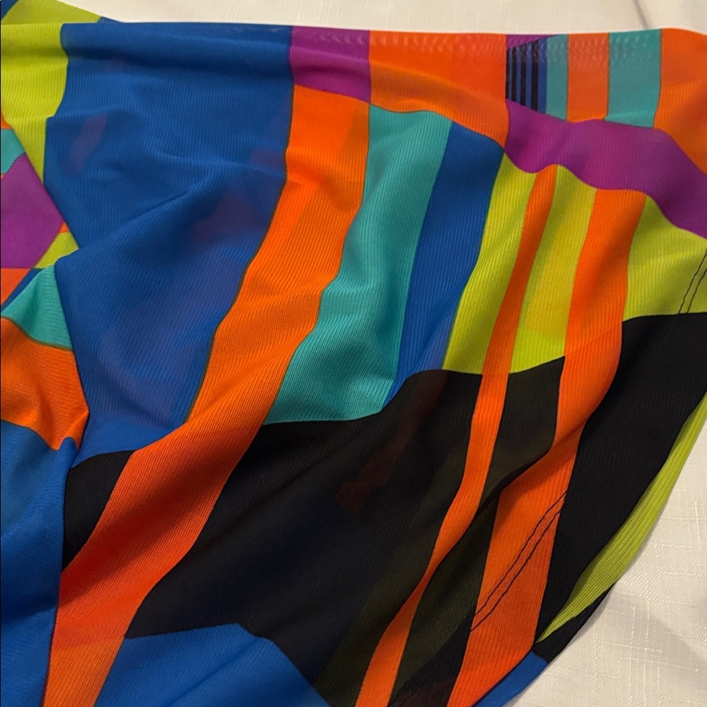 Annalee + Hope multicolored sheer poncho SZ XL cape style rounded edge vacay - Picture 12 of 12